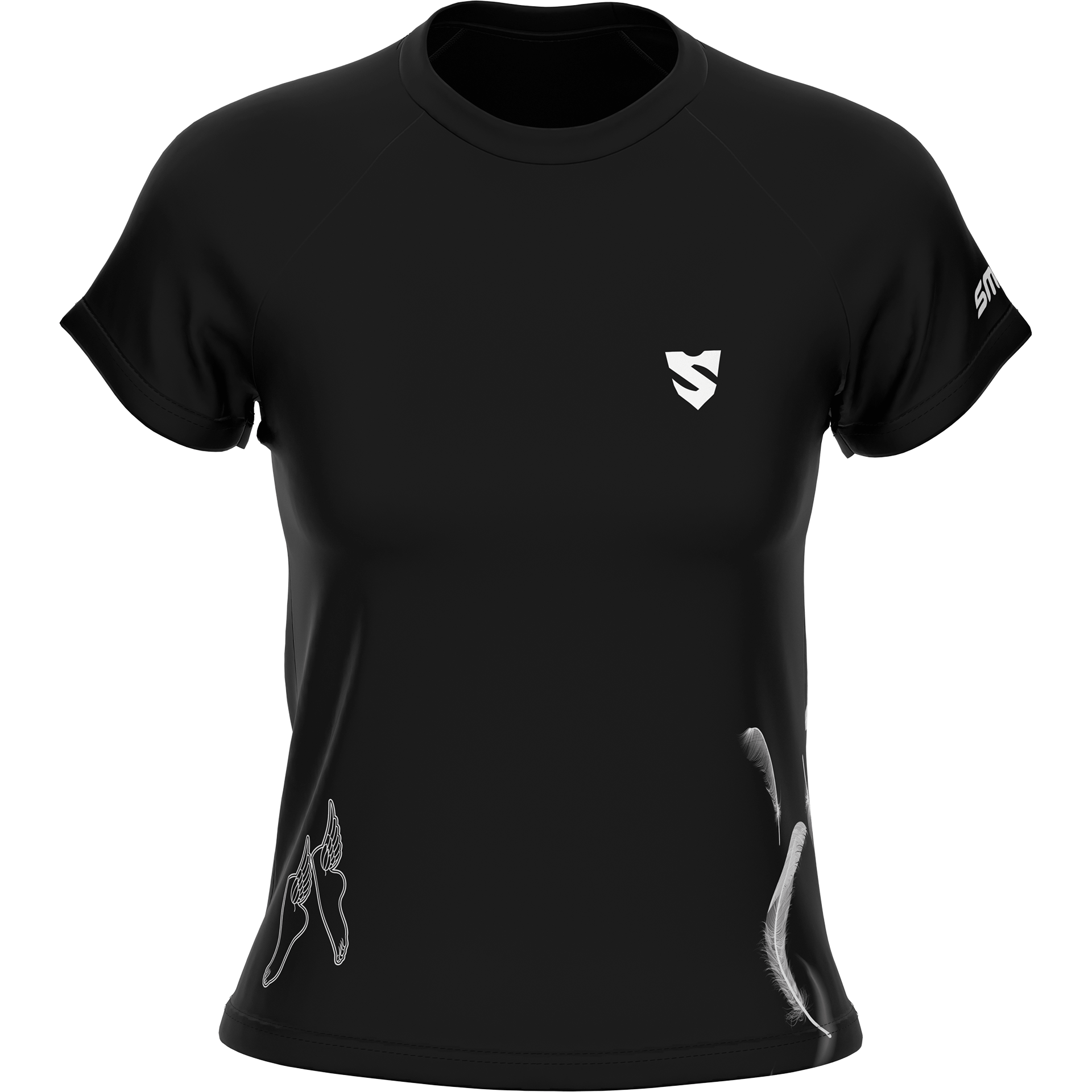 Czarna Damska Koszulka Sportowa z Krótkim Rękawem – SMMASH HERMES