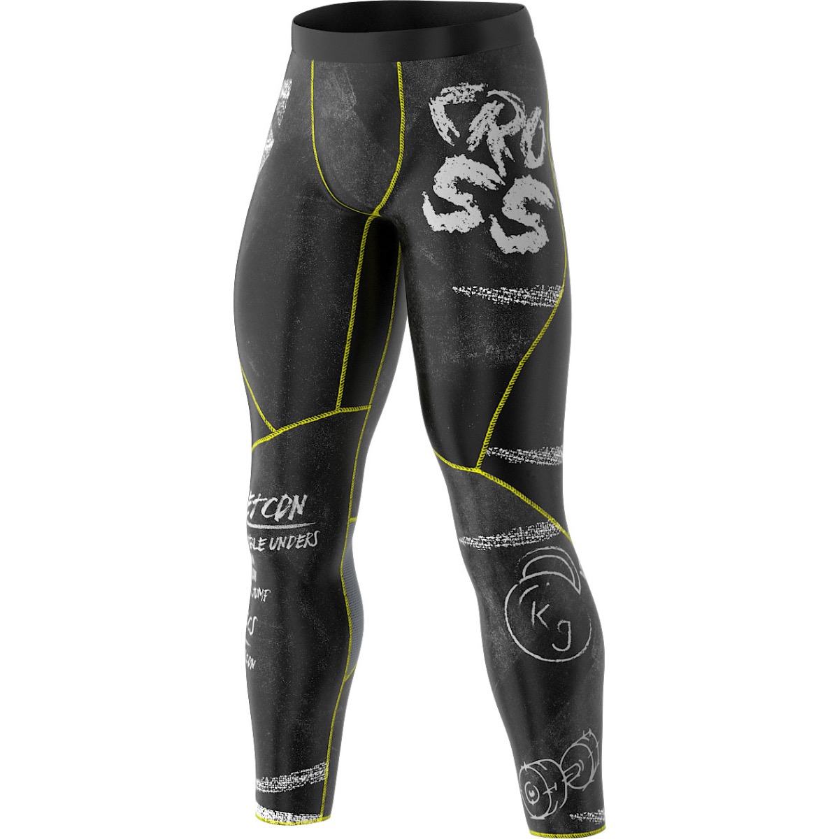 Trenigowe Legginsy Męskie Z Żółtym Akcentem WOD BOARD