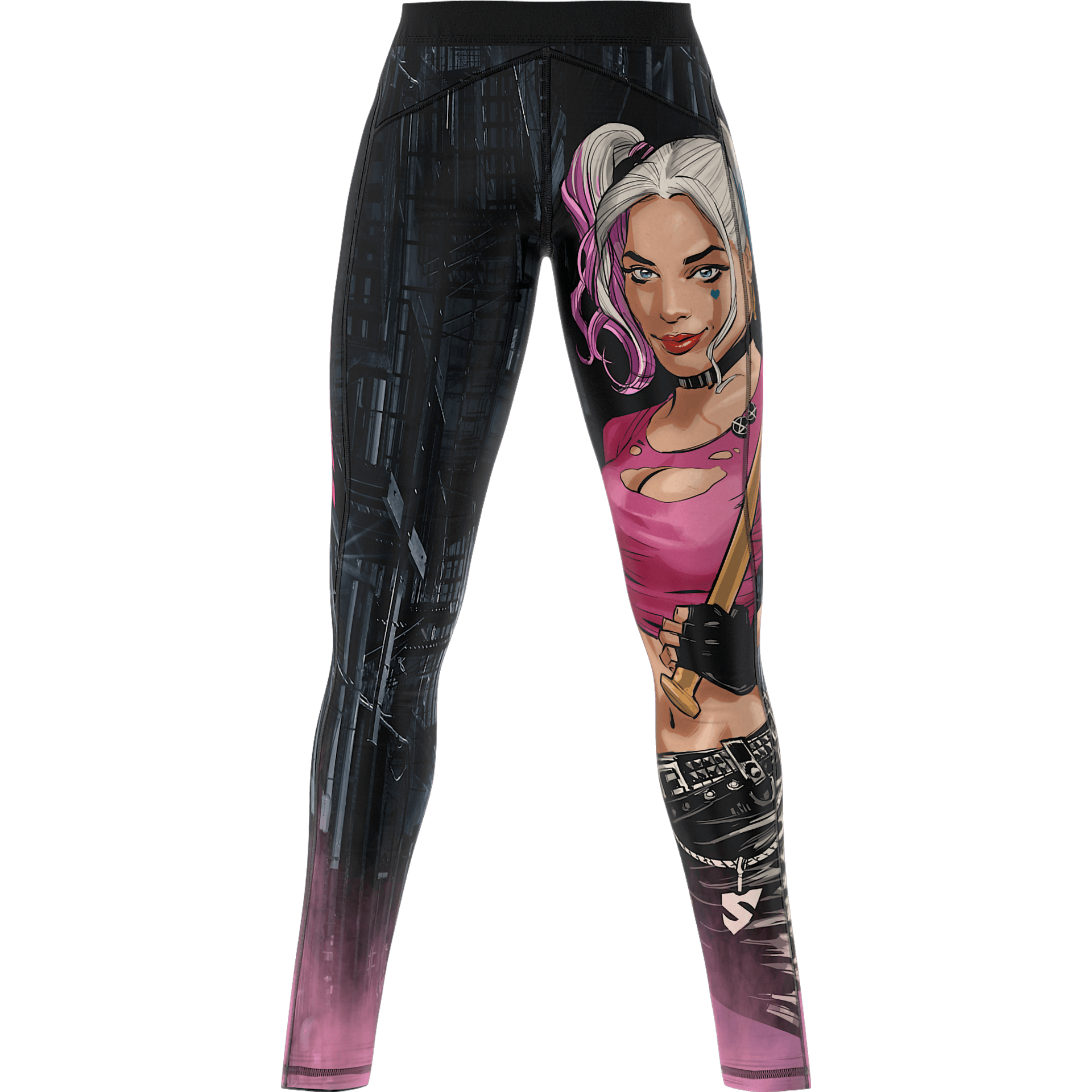 Czarne Legginsy Treningowe Z Elementem Graficznym HARLEY SQUAD