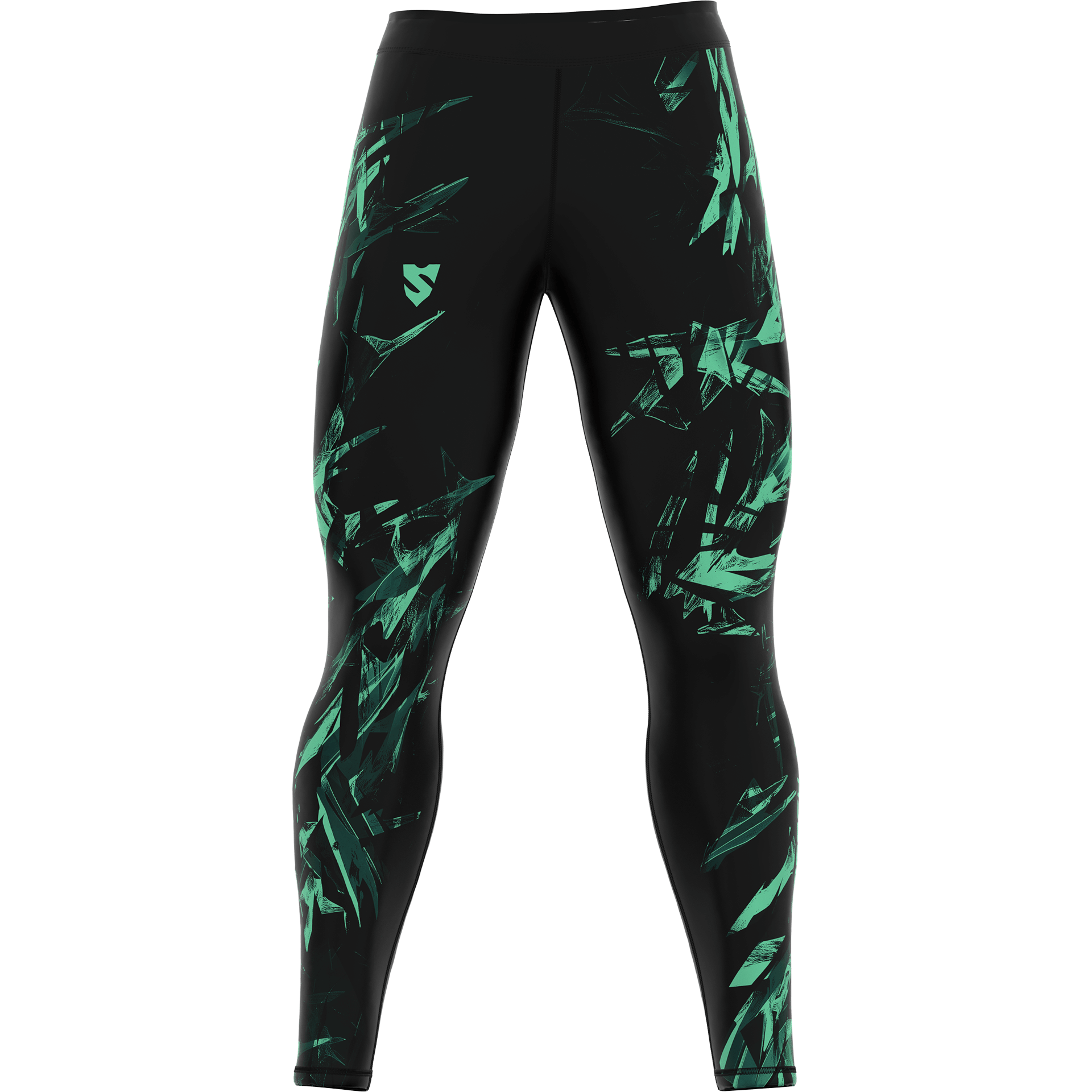 Męskie legginsy do biegania EMERALD – komfort i styl | Czarno-zielone EMERALD
