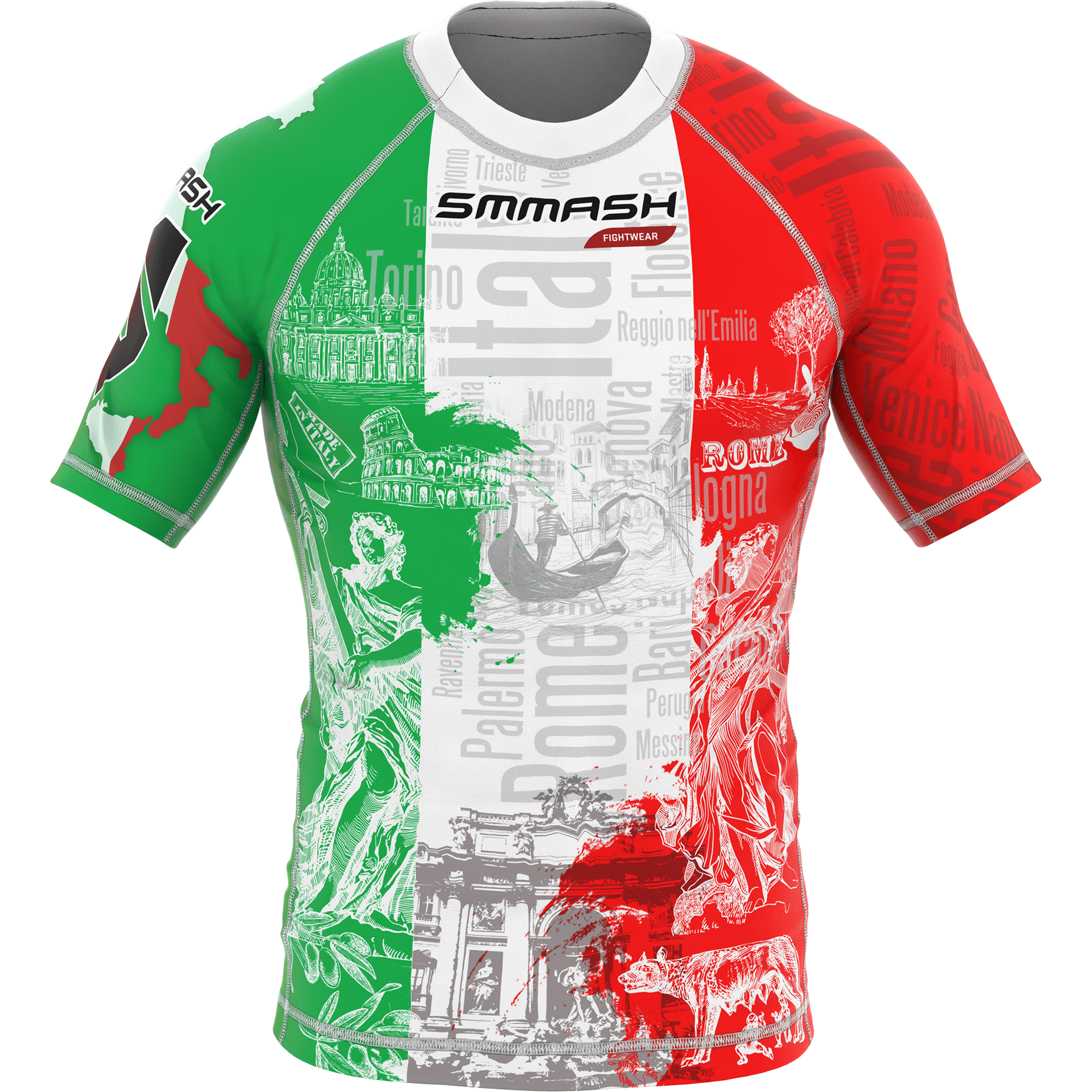 Rashguard Męski Krótki Rękaw W Kolorystyce Flagi Włoch PATRIOT 2.0 ITALY