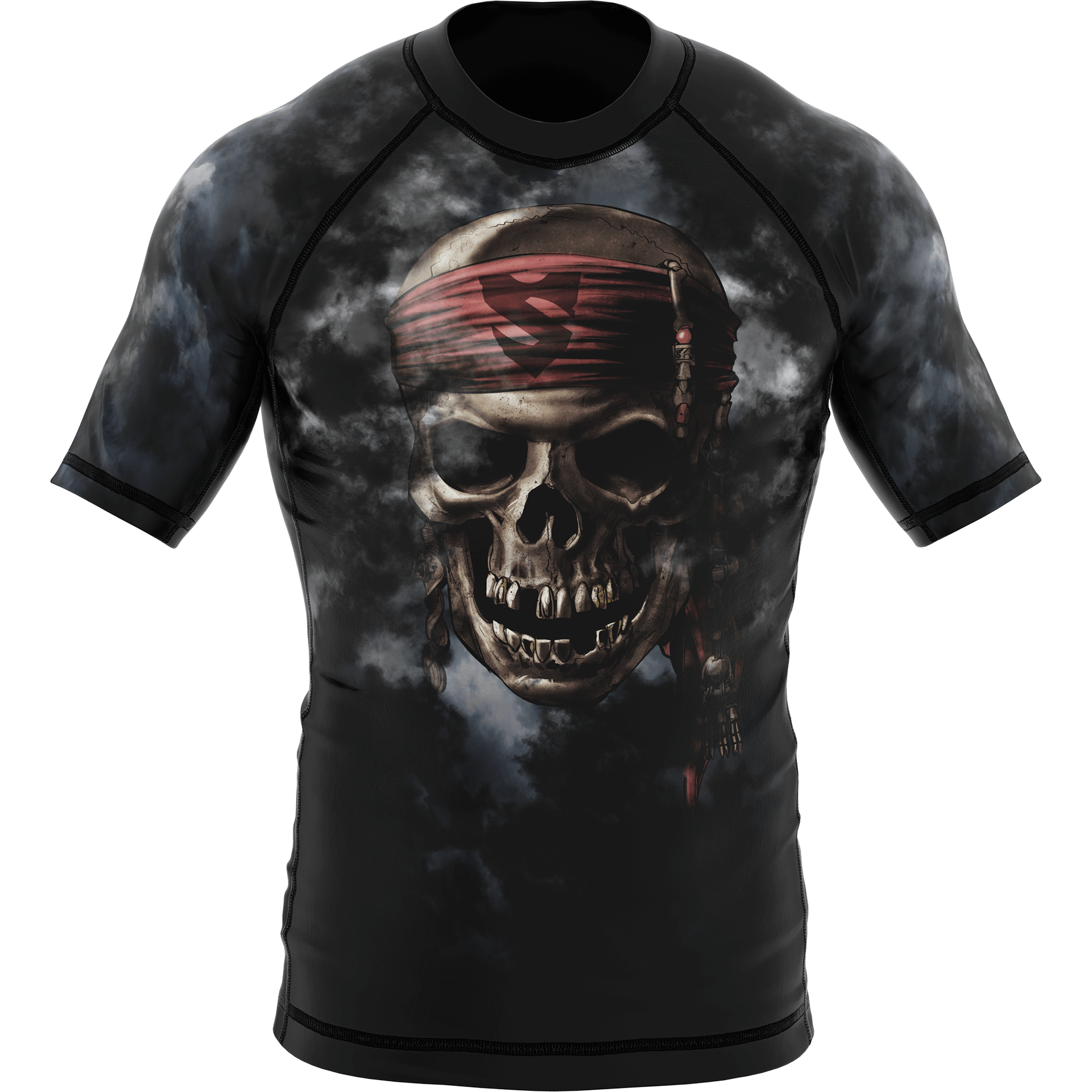 Czarna Koszulka Rashguard Judo Z Motywem Czaszki PIRATES OF MMA