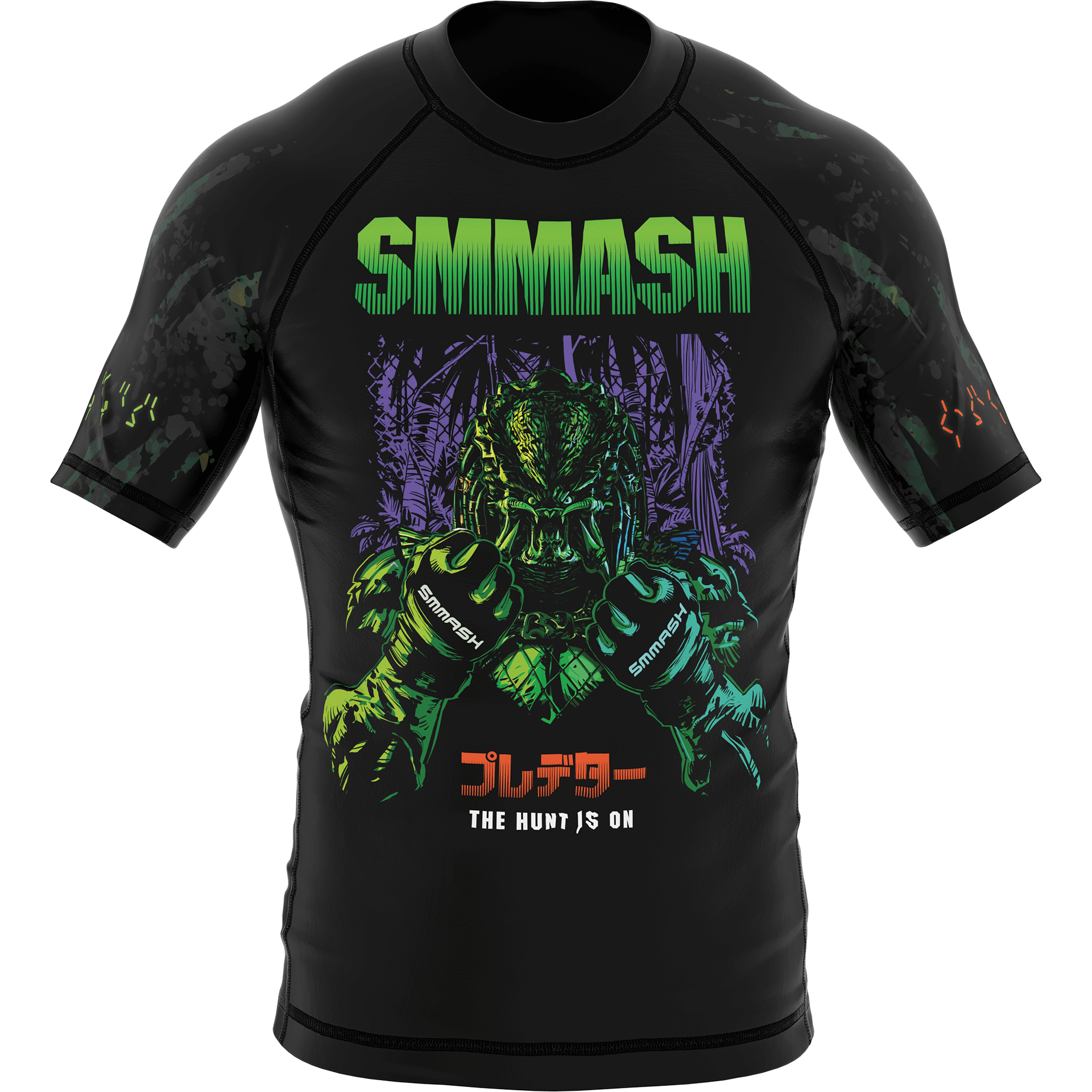 Czarny Rashguard MMA Męski Z Motywem Komiksowym PREDATOR