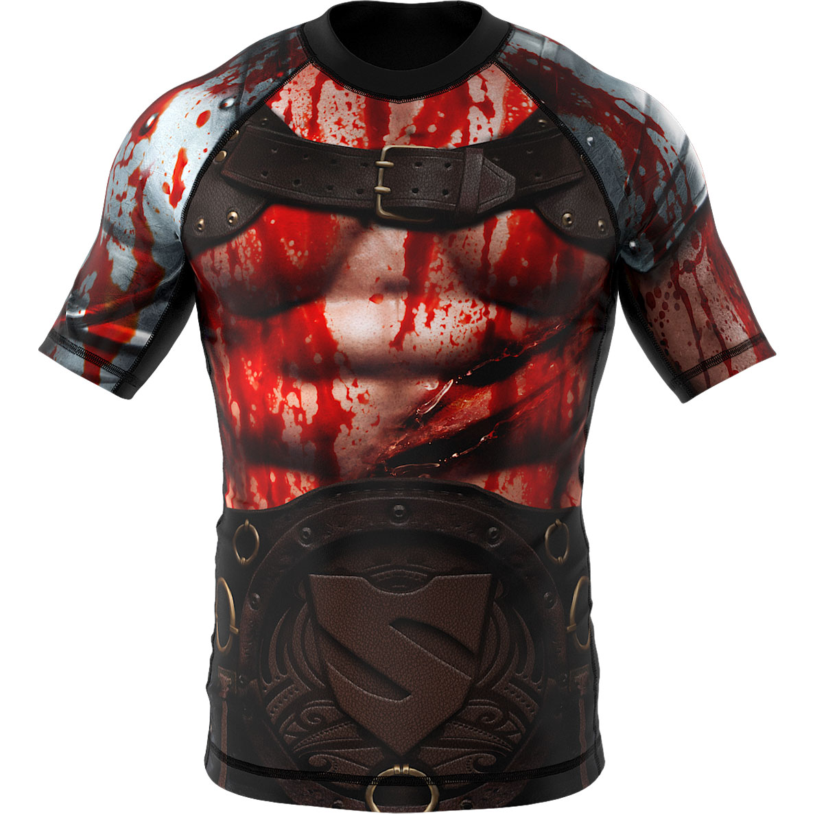 Rashguard z krótkim rękawem – czerwony pancerz, gladiator - SMMASH MAXIMUS