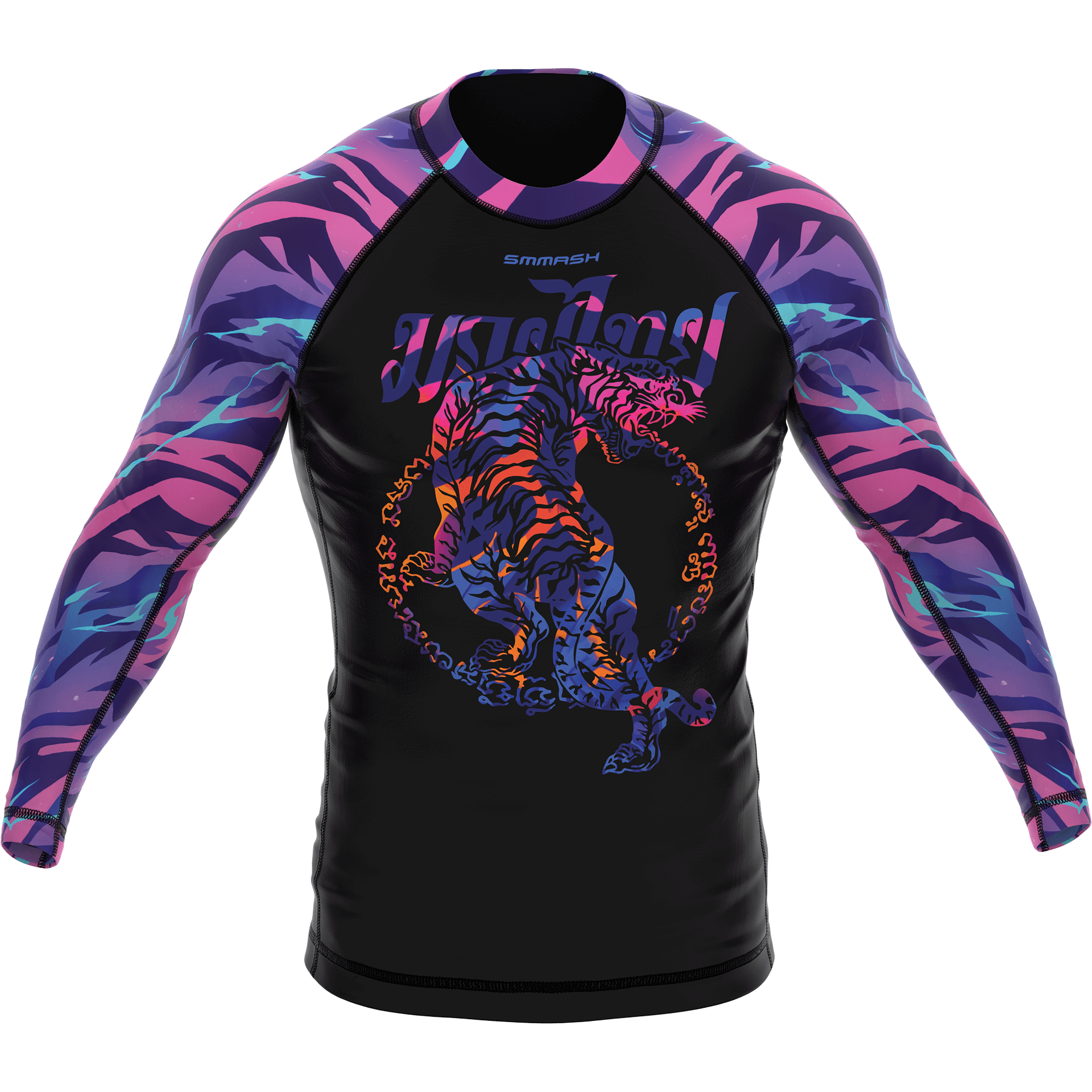 Rashguard MMA długi rękaw Kolorowy Tygrys – SMMASH WILD VOLTAGE 2.0