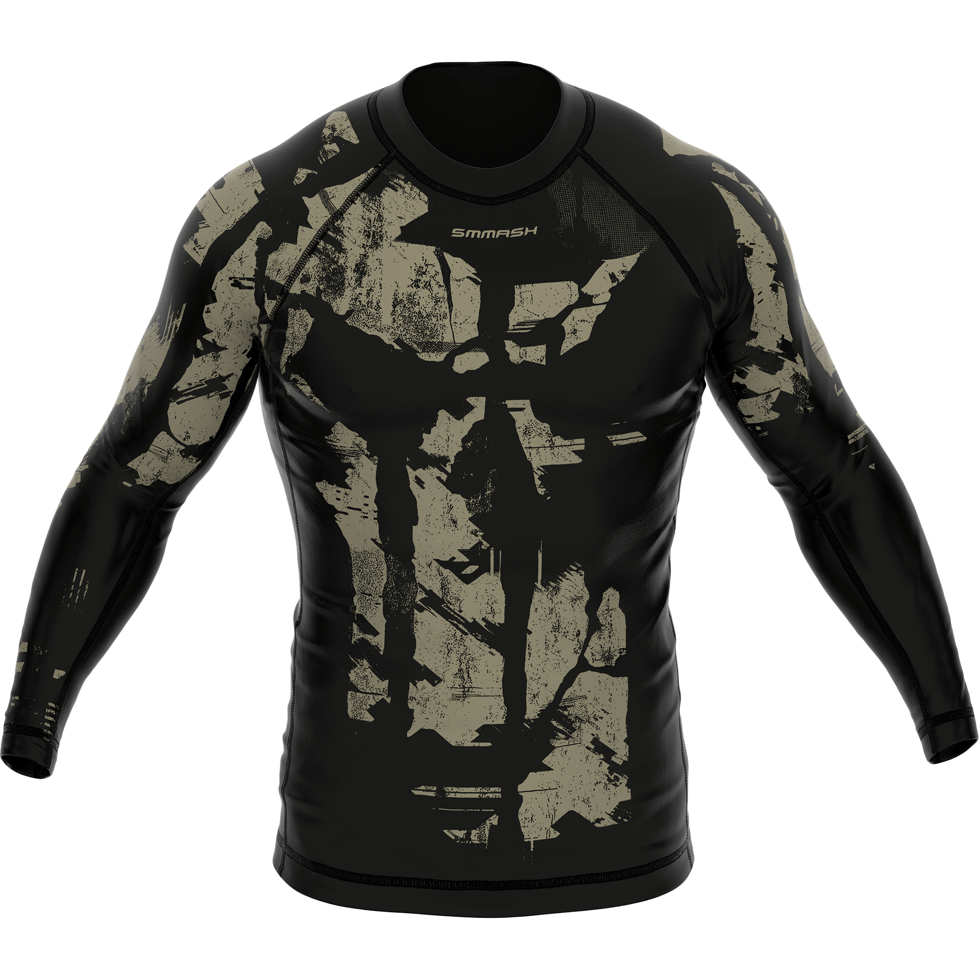 Rashguard MMA z długim rękawem – czarny z efektem otarć PUNISHER