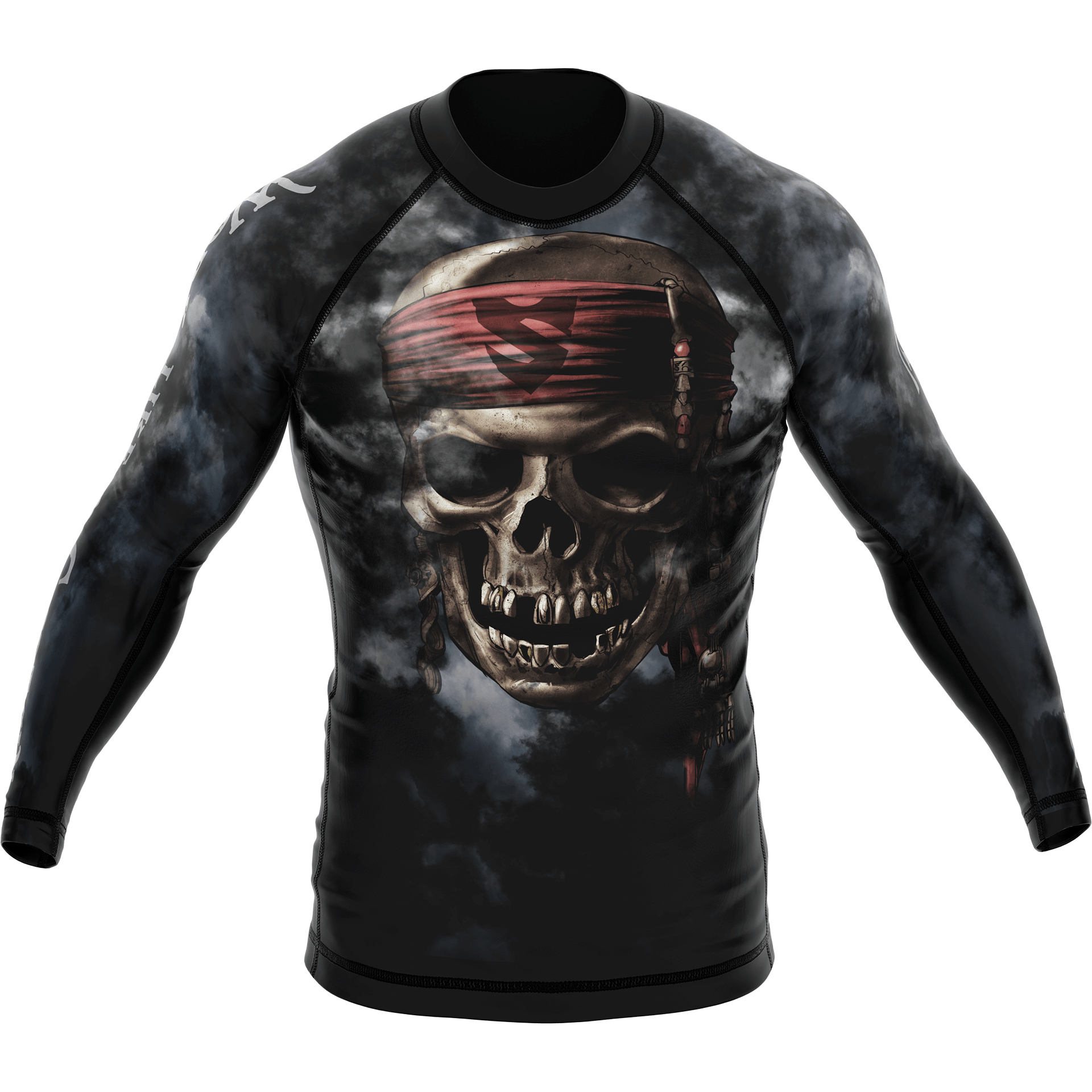 Rashguard Męski Na Siłownię Z Motywem Czaszki PIRATES OF MMA