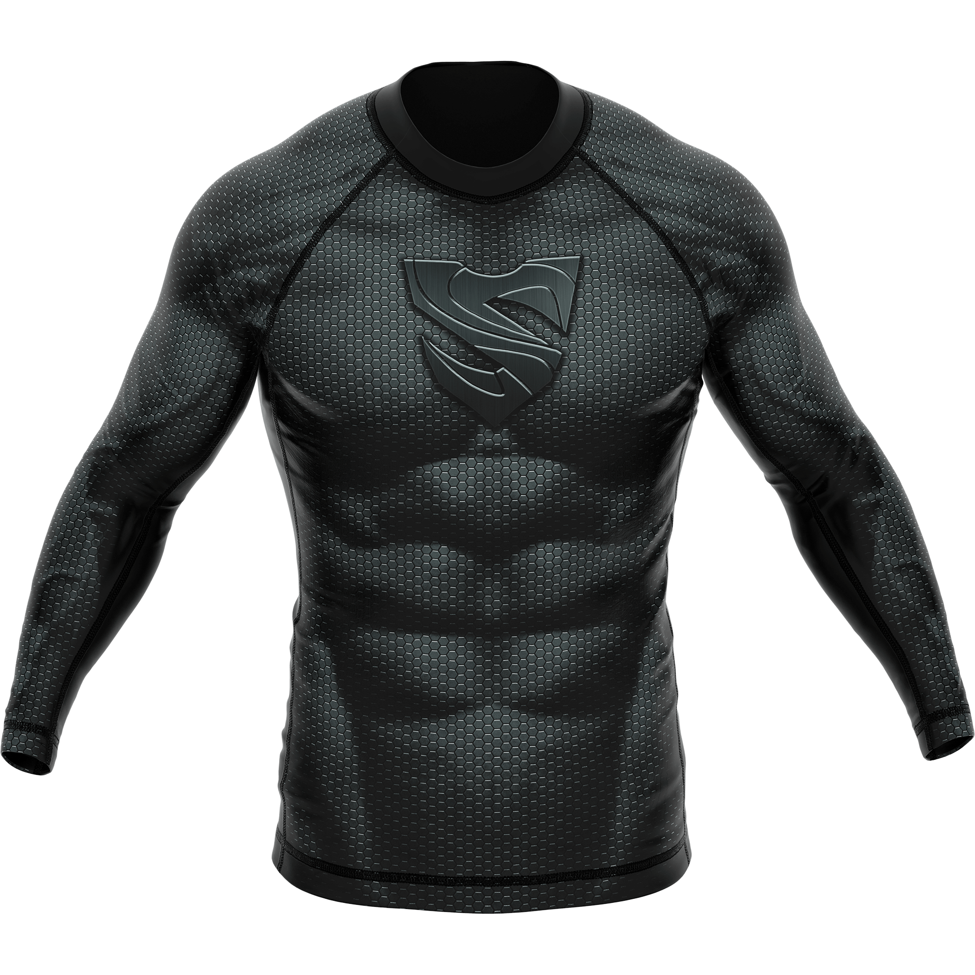 Czarna Koszulka Rashguard Podkreślająca Mięśnie S-MAN