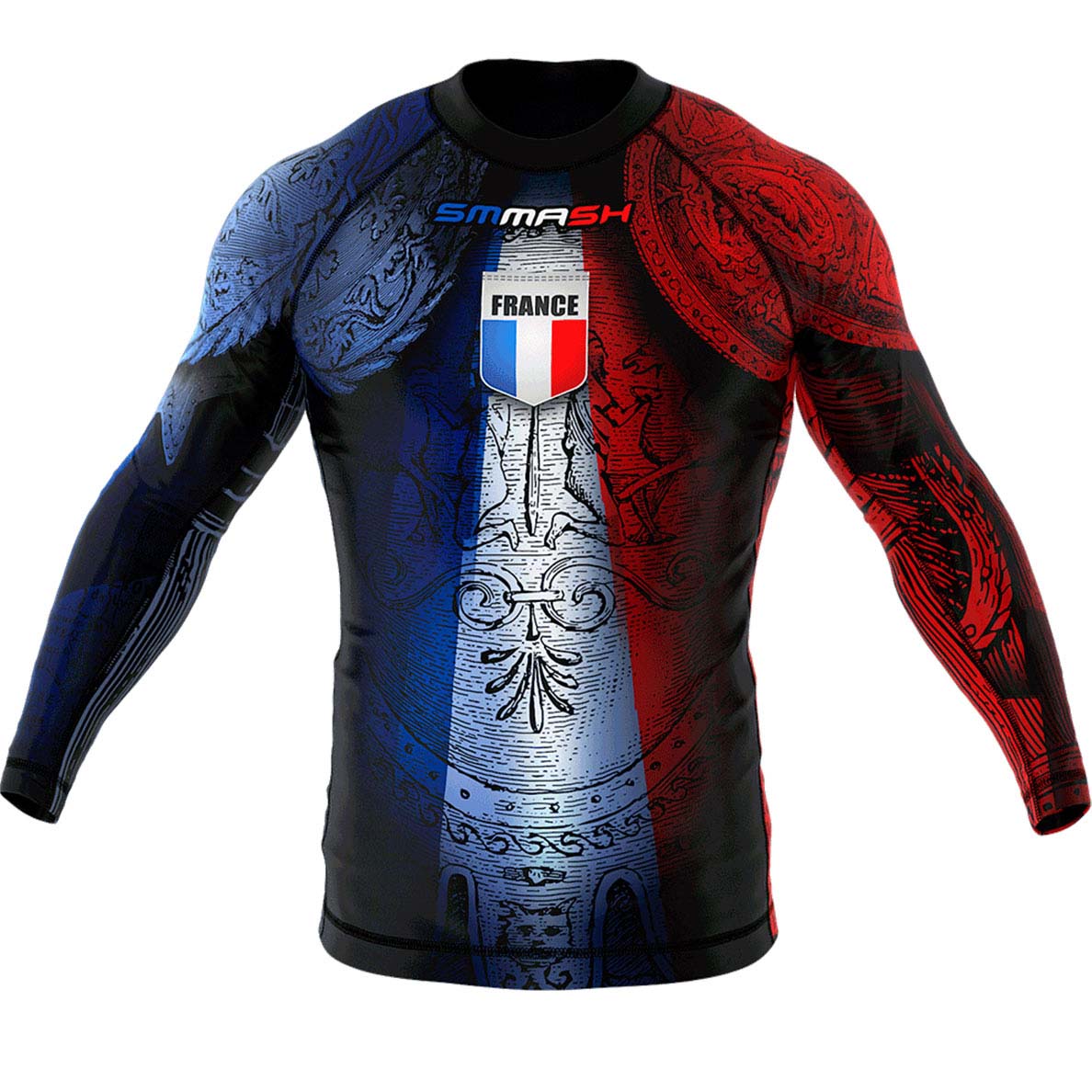 Rashguard MMA Długi Rękaw Z Motywem Flagi Francji PATRIOT 2.0 FRANCE