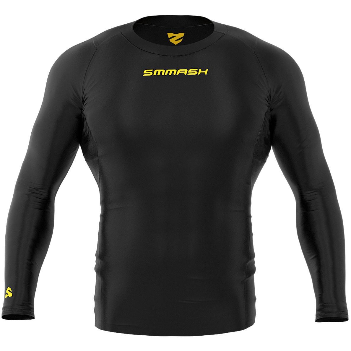 Koszulka kompresyjna długi rękaw – czarna żółte detale - SMMASH YOUR DESIGN