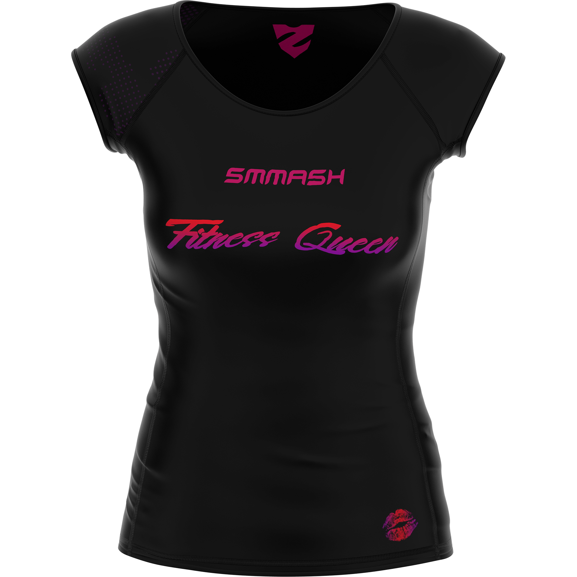 Damska koszulka treningowa krótki rękaw – Fitness Queen czarna - SMMASH FITNESS QUEEN