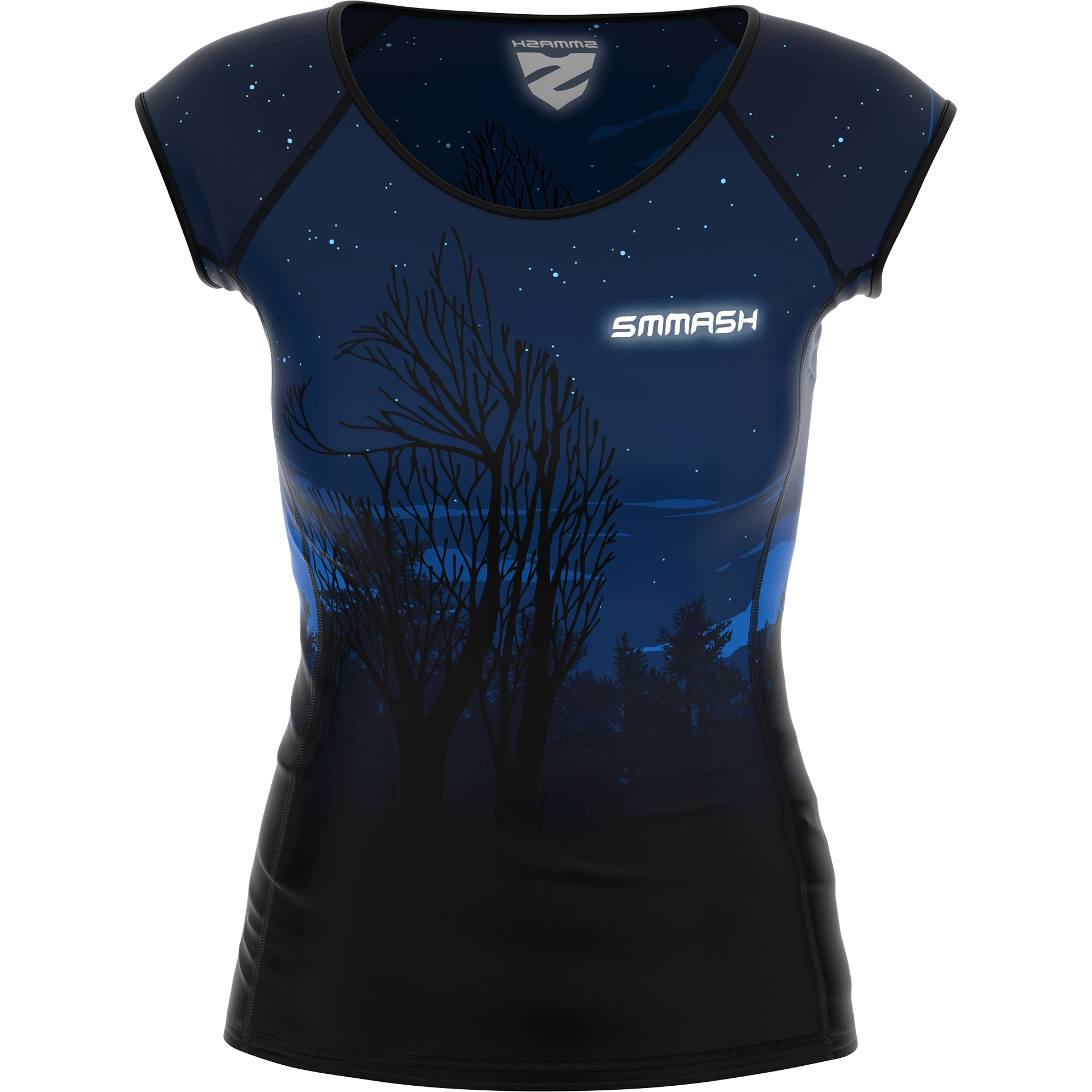 Koszulka kompresyjna krótki rękaw – motyw gwiaździstej nocy - SMMASH RED MARY