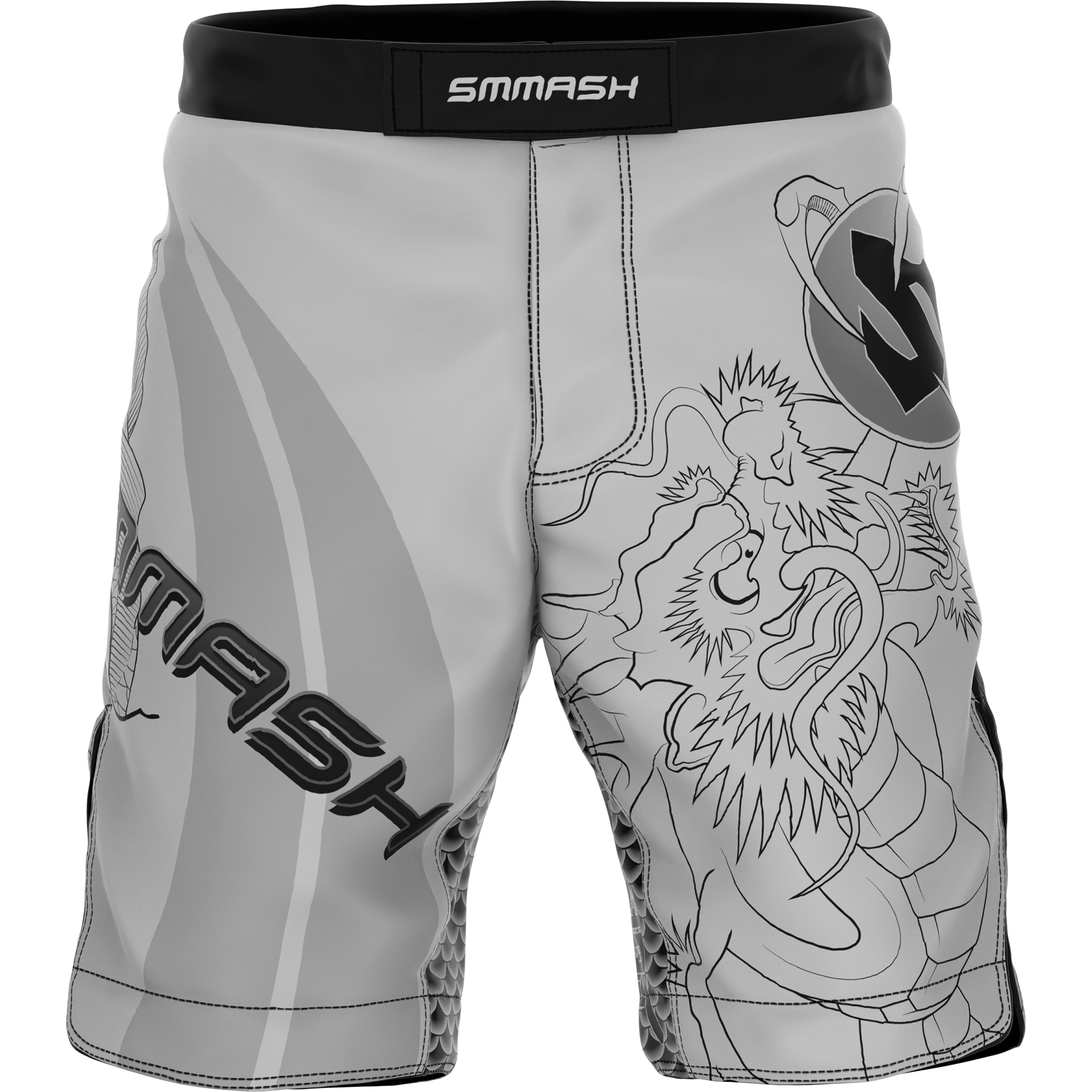 Spodenki MMA Męskie Szare Z Wzorem KOI