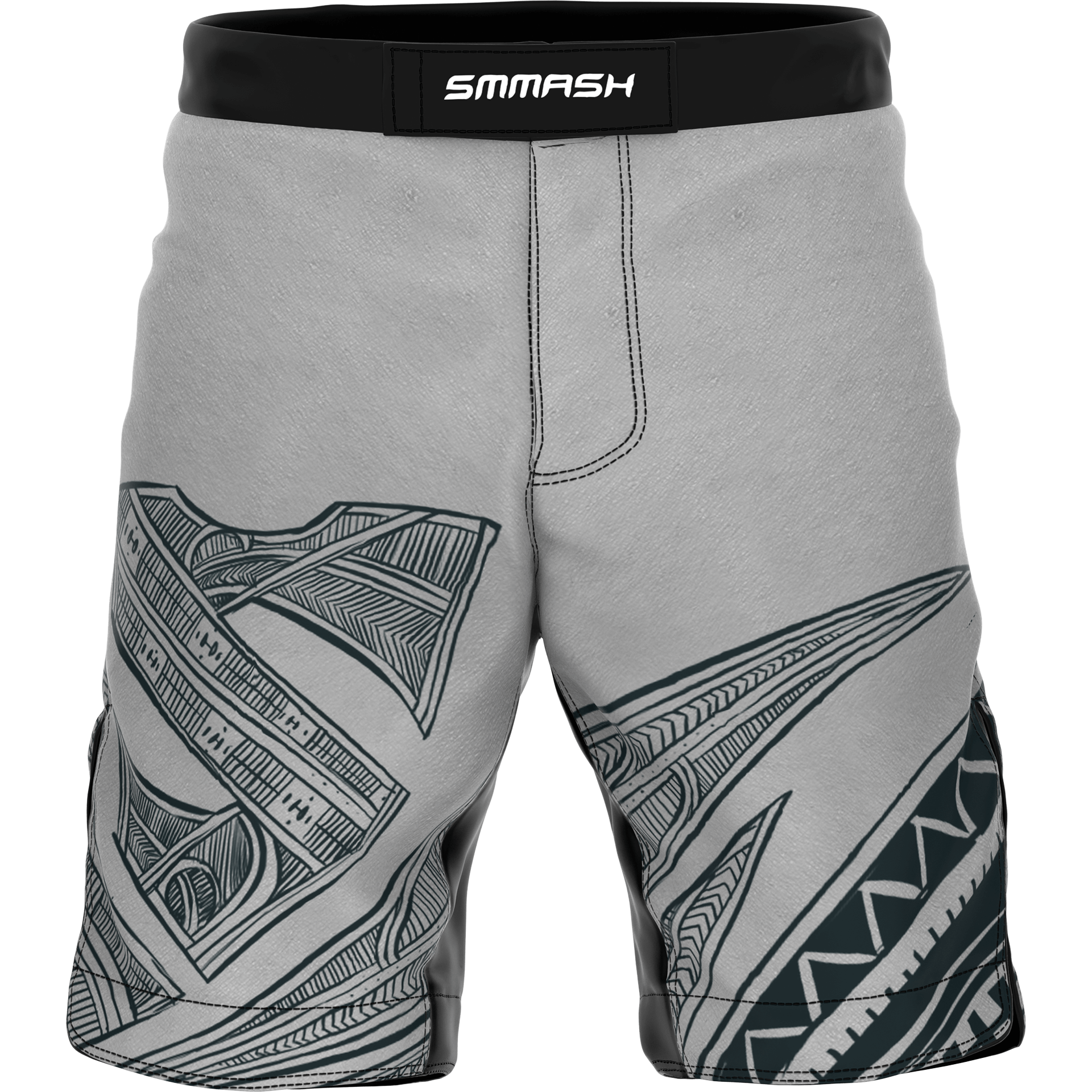 Spodenki MMA Pro – szare czarny wzór - SMMASH MAORI