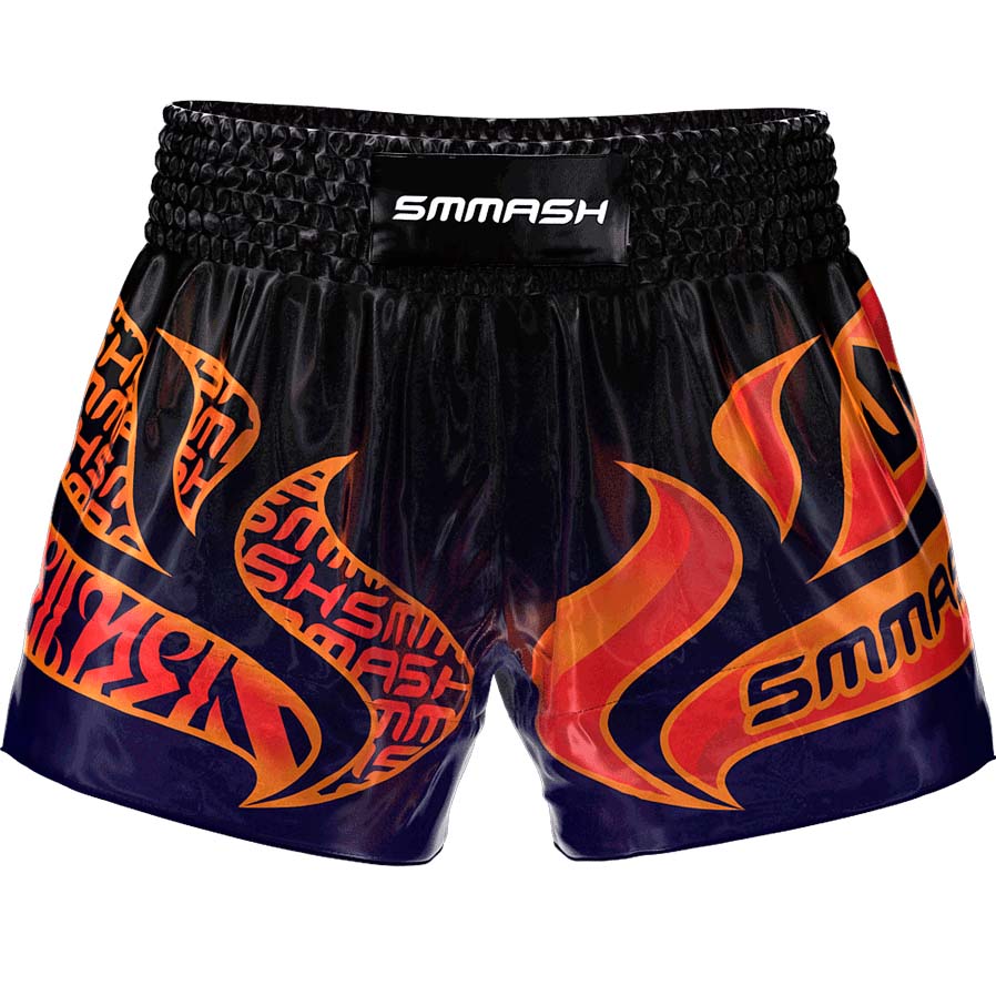 Spodenki MUAY THAI Czarne Z Motywem Ognia FIRE