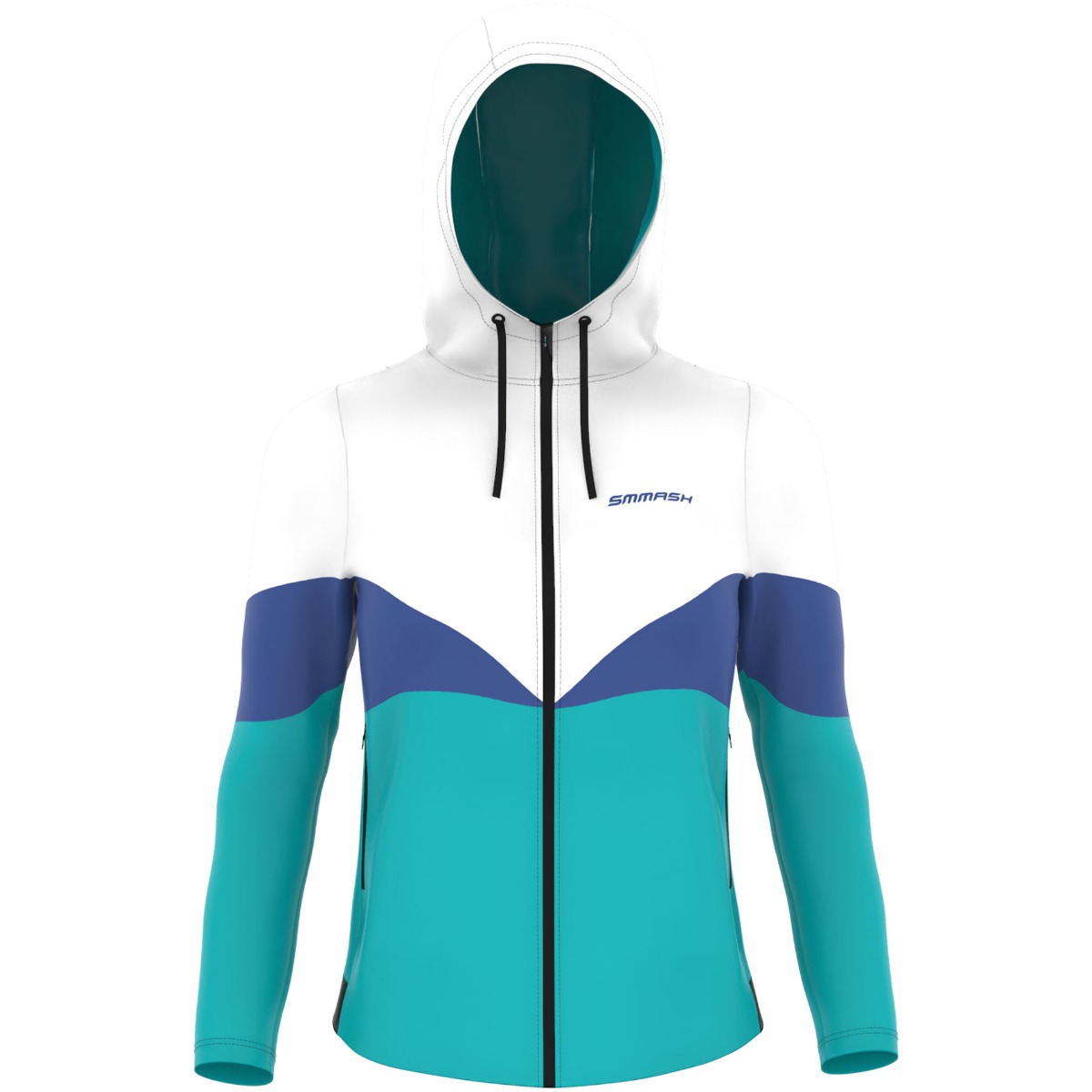 Sportowa Bluza Damska Z Kapturem Na Zamek Biało Niebieska LAZURI