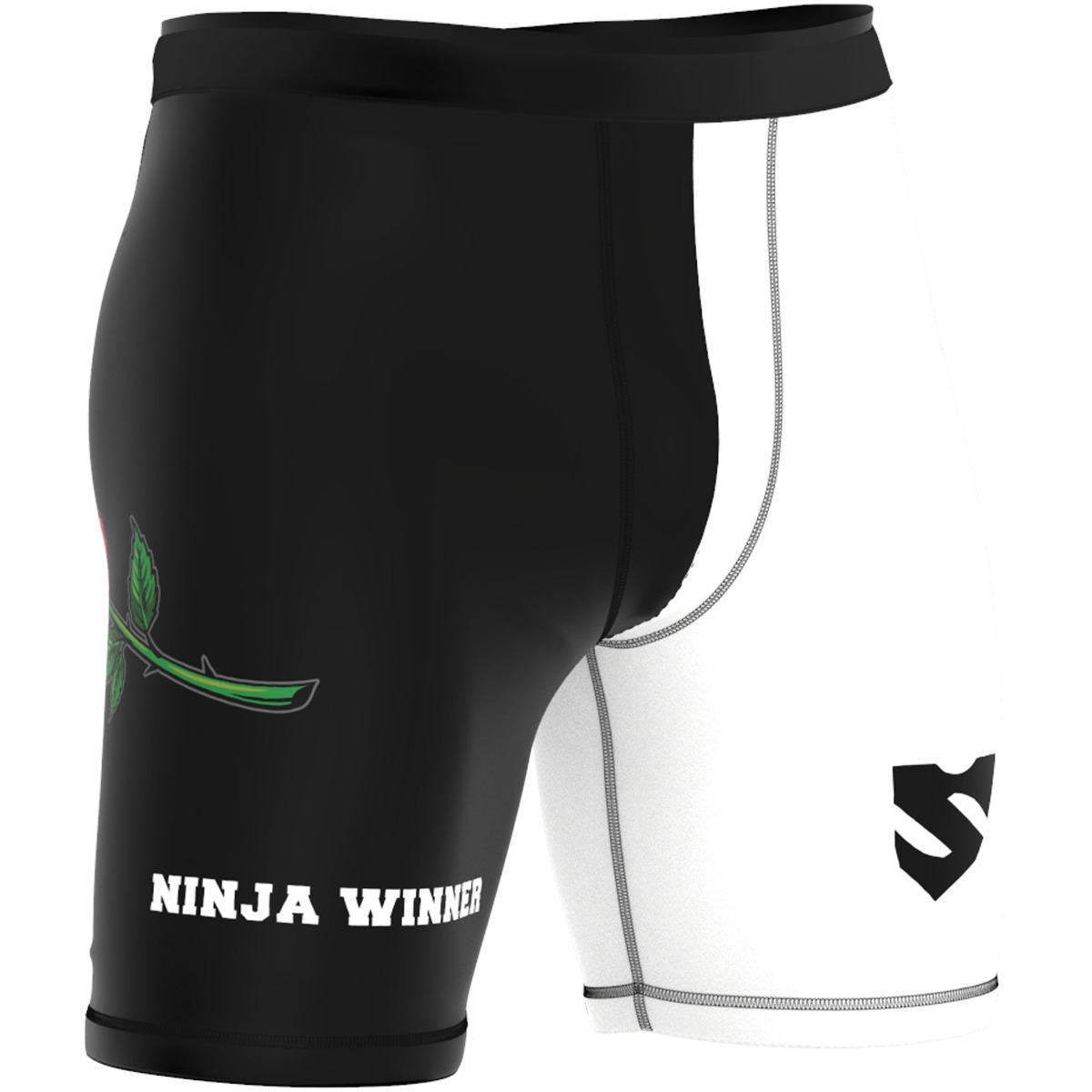 Czarno Białe Legginsy Do Biegania Męskie NINJA WINNER