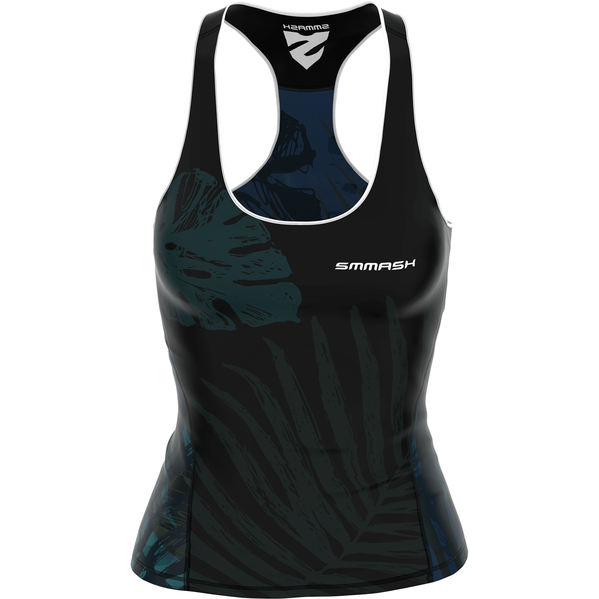 Tank Top Treningowy Czarny Z Elementami Liści TROPICA