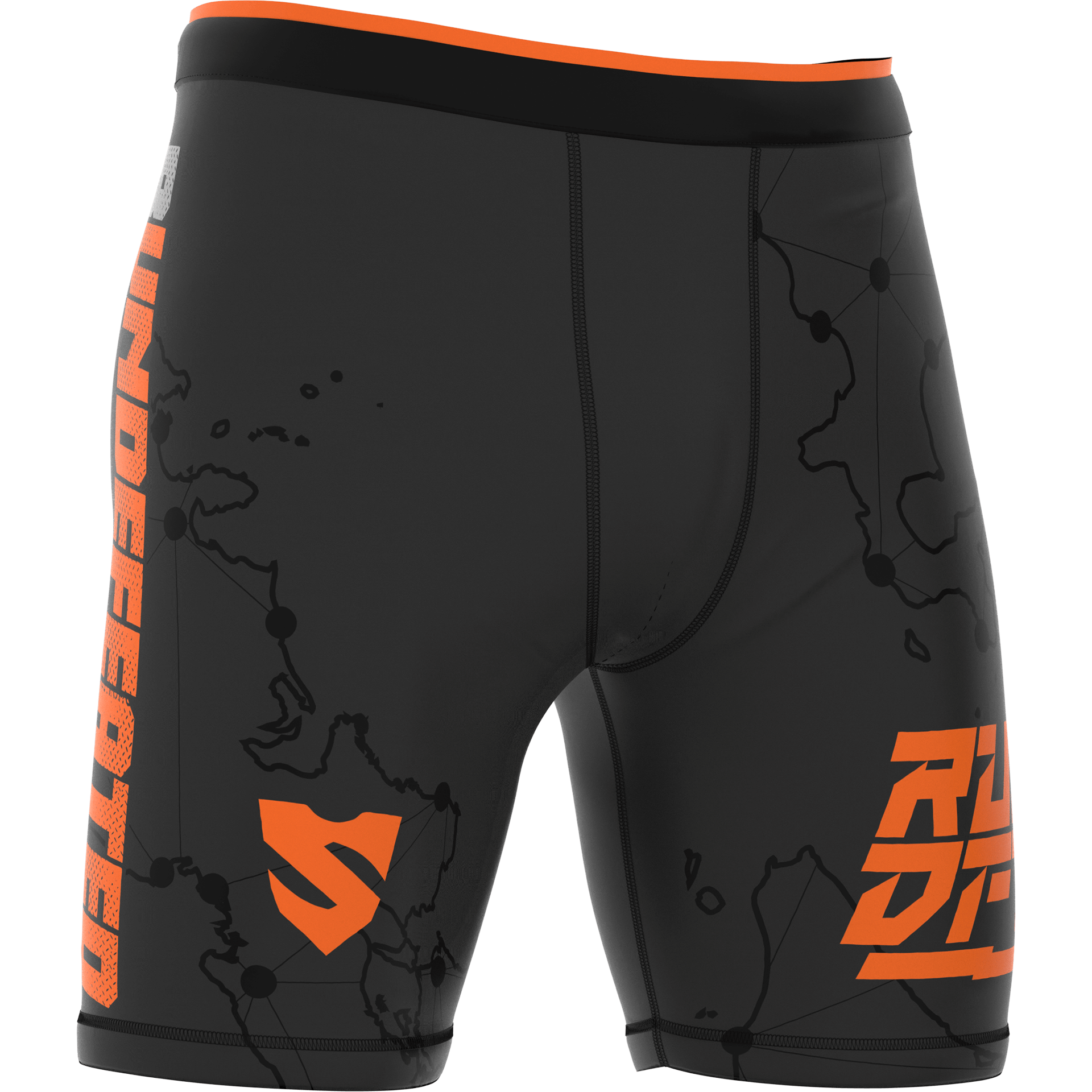 Męskie Krótkie Legginsy Szaro Pomarańczowe RUNDEFEATED